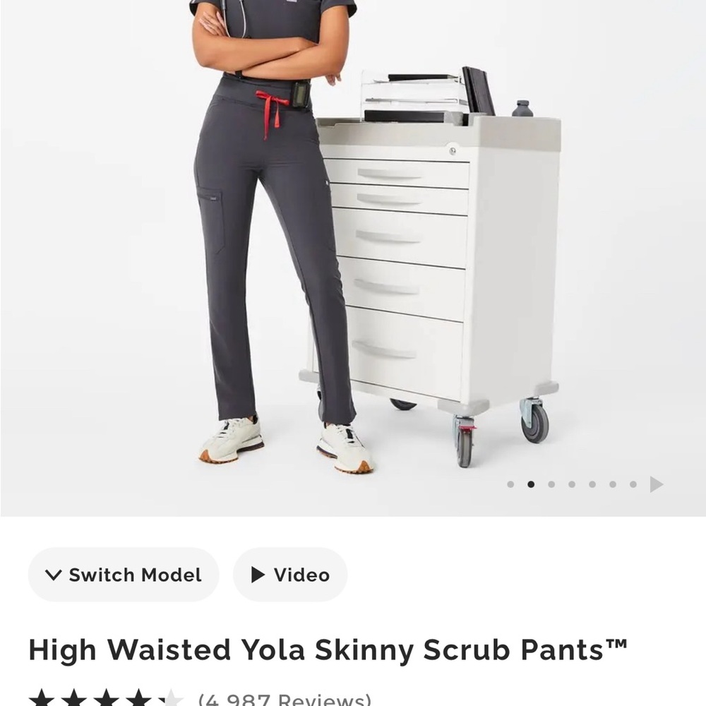 Figs High Waisted Yola Skinny Scrub Pants - Gray